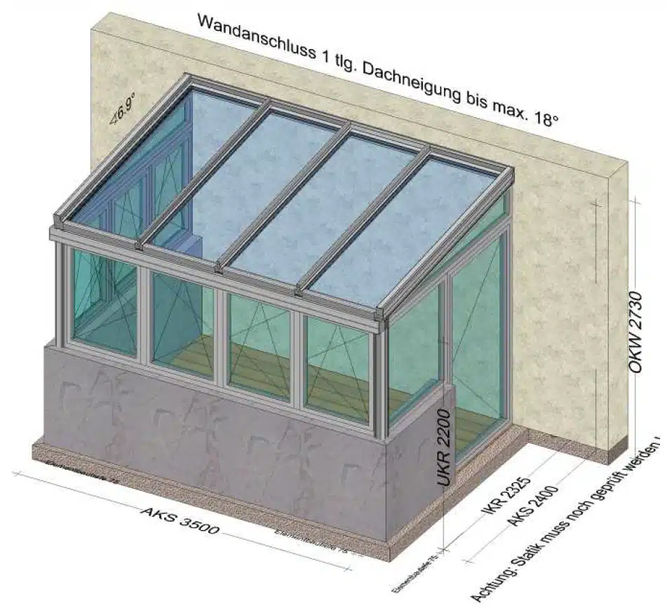 Wintergarten mit Dreh-Kipp-Fenster und Eingangstüre