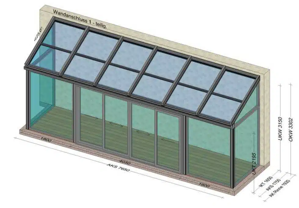 Wintergarten mit Festverglasung und Schiebetüre