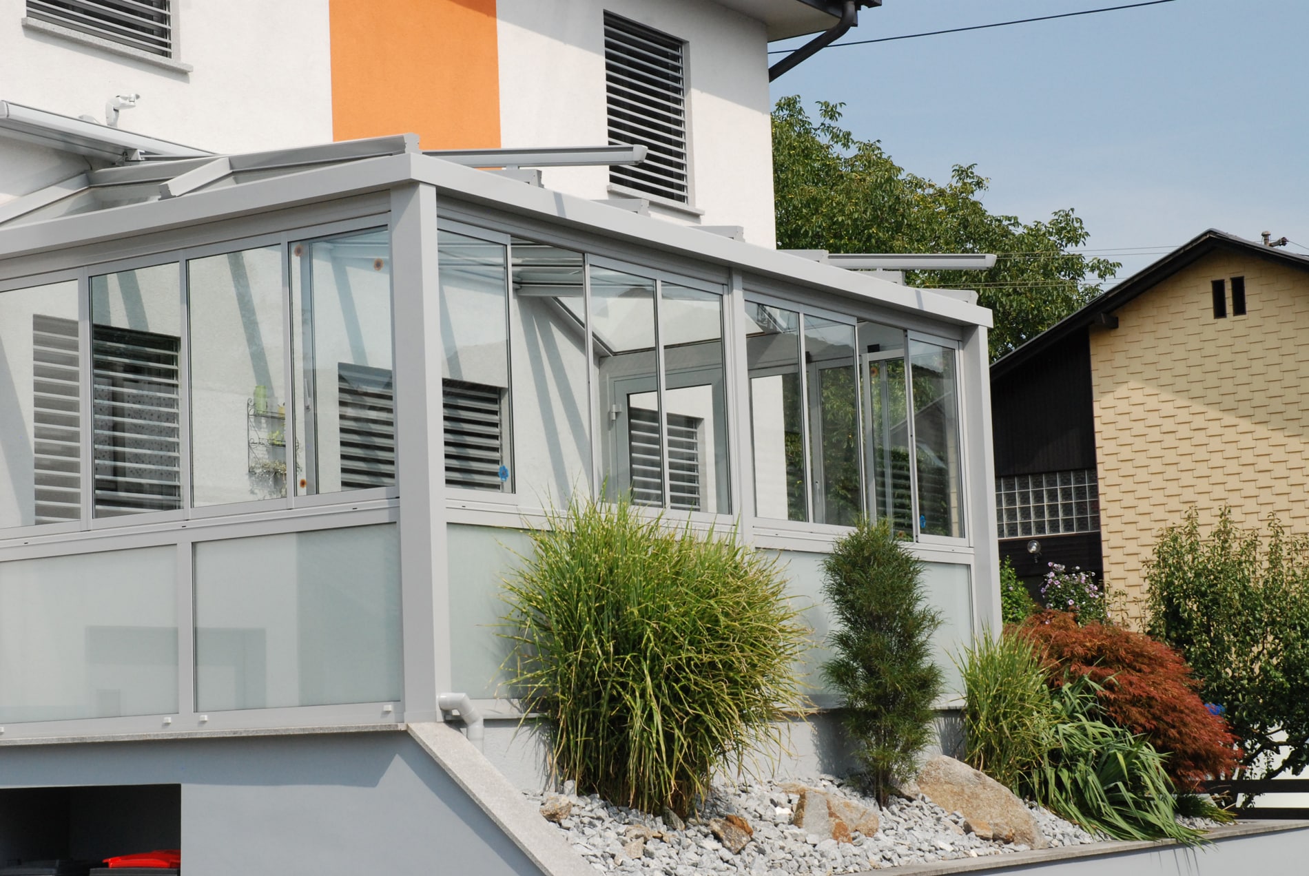 Wintergarten mit Glas Faltwand