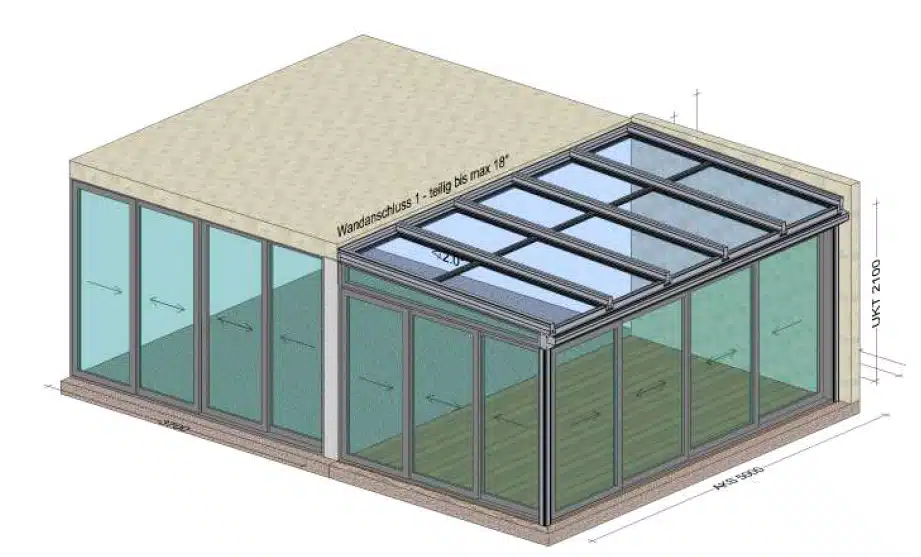 Wintergarten mit großer Schiebewand Verglasung