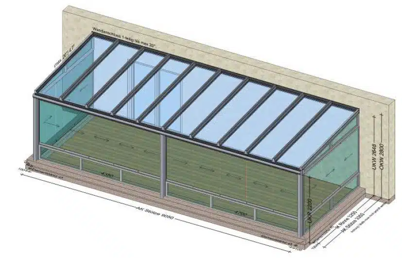 Wintergarten mit Schiebefenster in Gründlich bei Freistadt / Planung