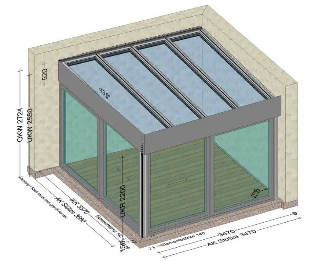 Wintergarten modern mit Flachdachoptik und 2 Hebeschiebetüren