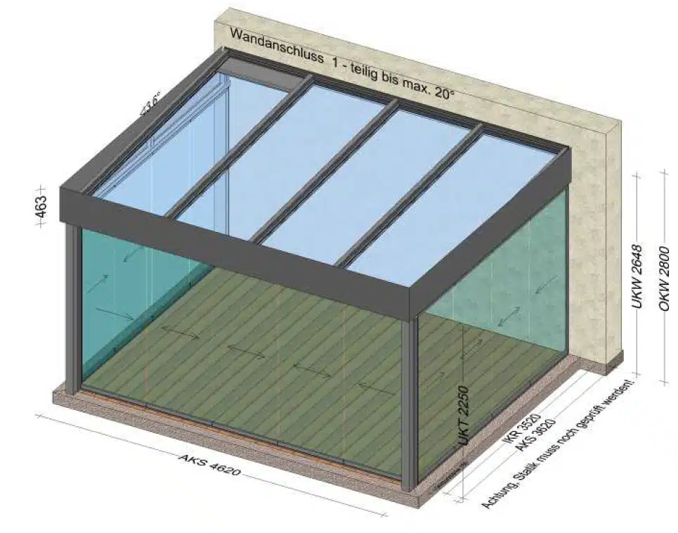 Wintergarten Planung mit Flachdach in Oberösterreich