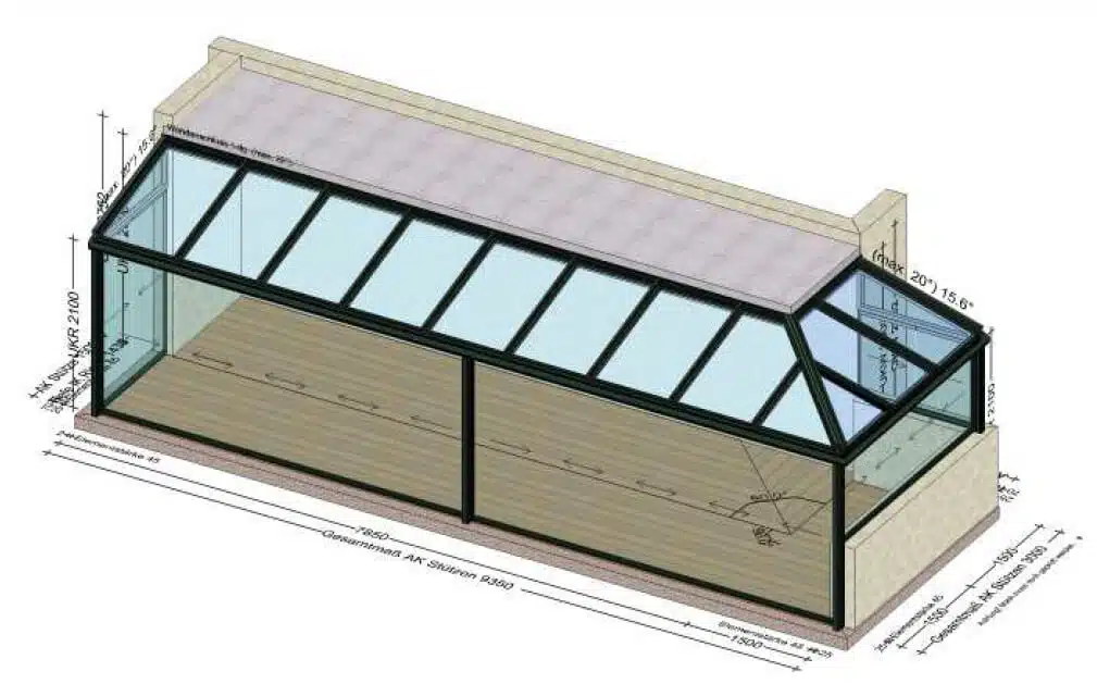 Wintergarten Pultdach ums Eck mit Glasschiebesystemen