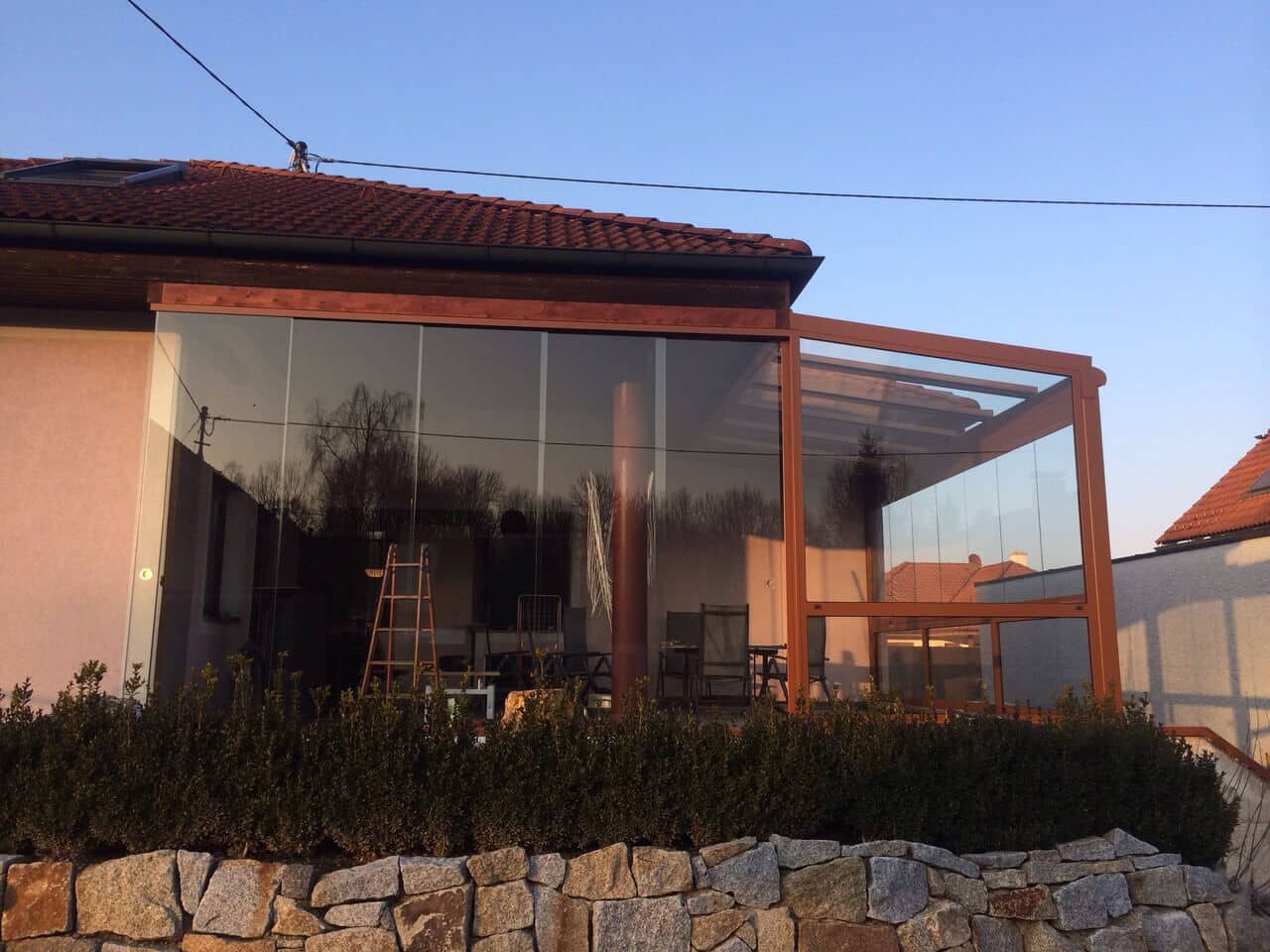 Wintergarten Schmidinger Sunflex Schiebewand SF20 Verglasung Sicherheitsglas ESG