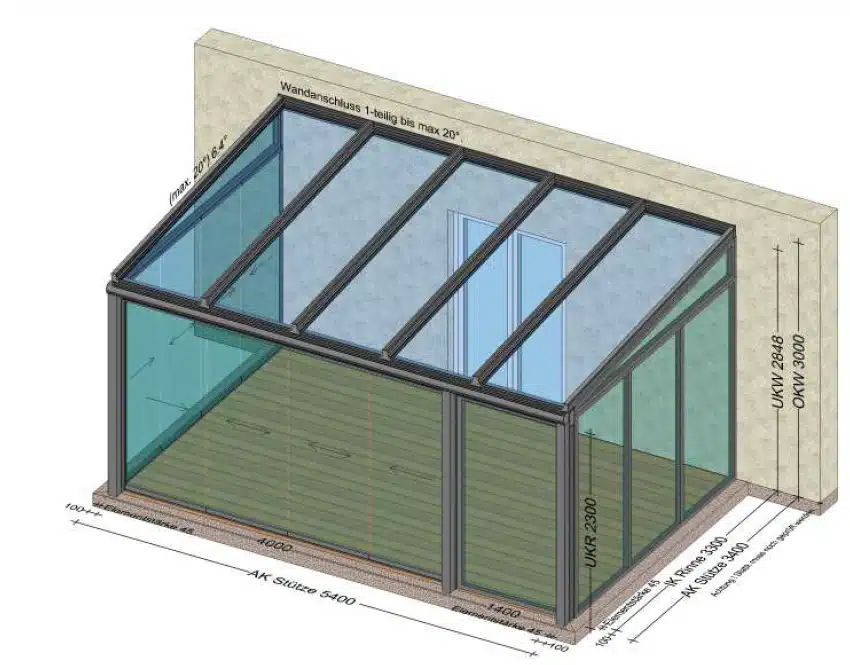 Wintergarten teils festverglast - teils zum Schieben