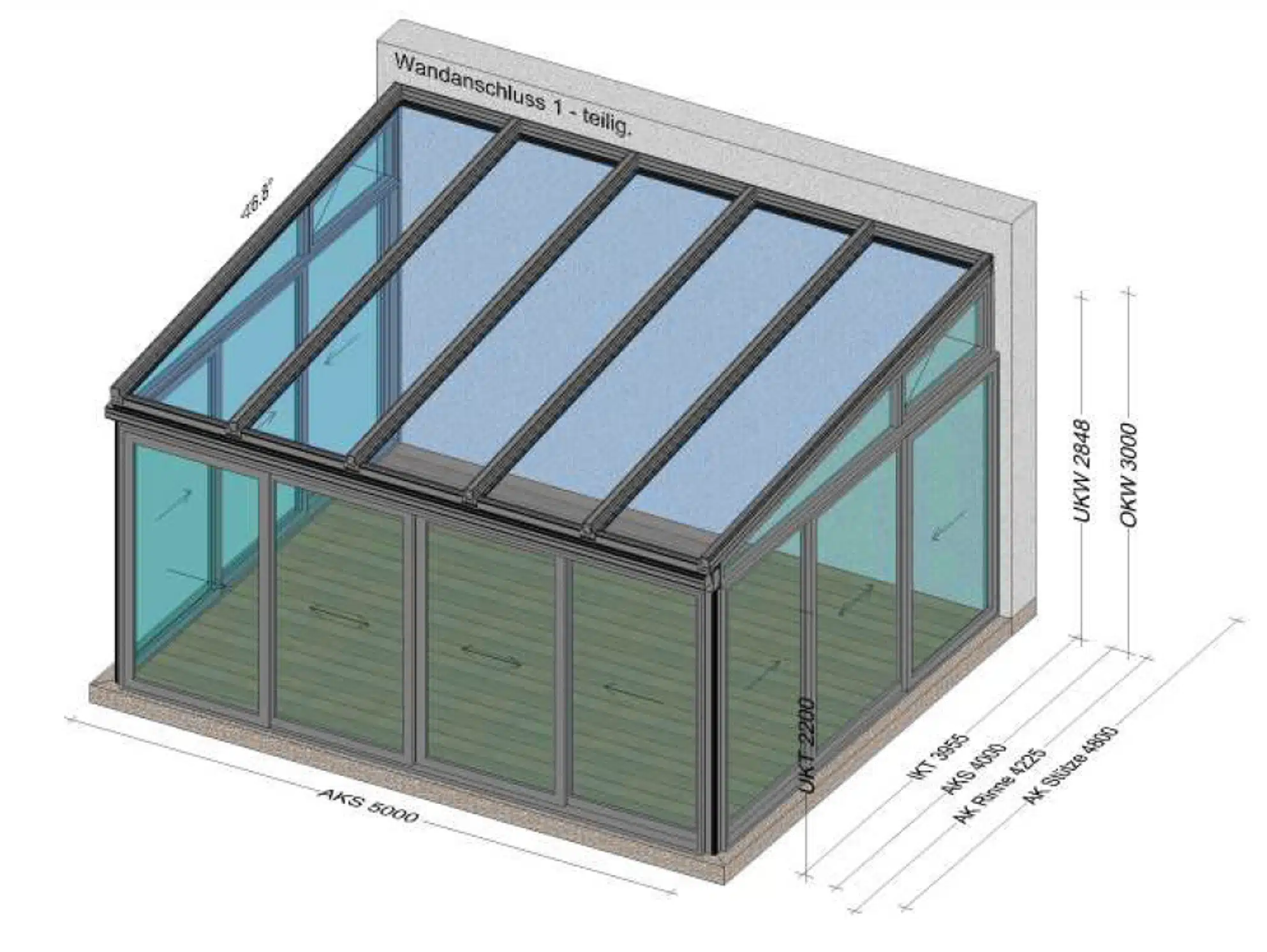 Wintergarten teiltemperiert 5 x 4 m