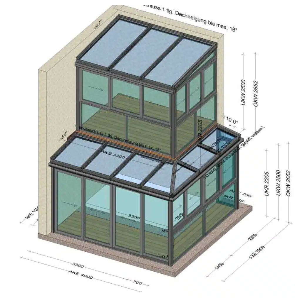 Wintergarten über 2 Etagen - Planungsbeispiele