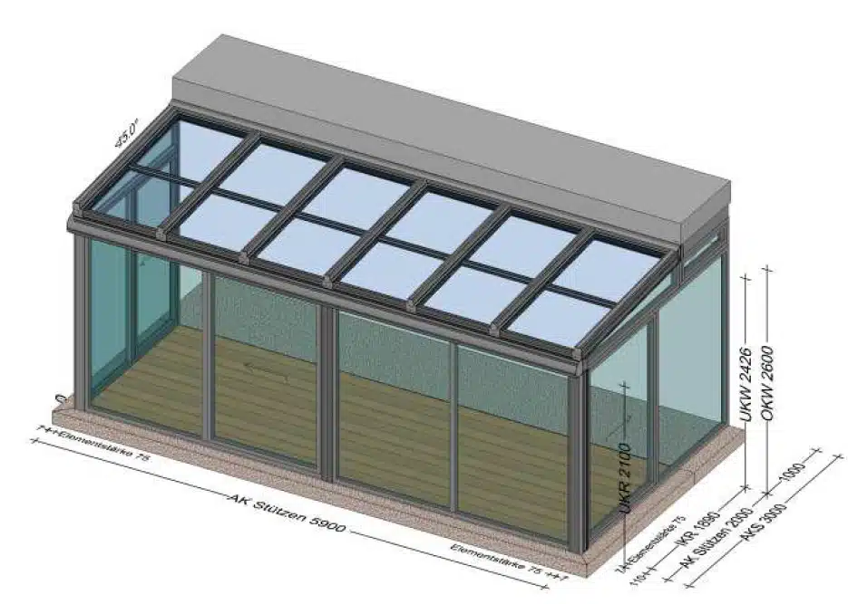 Wintergarten warm mit Hebeschiebetüren